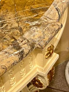 Demilune Console Hollywood Regency Style Marble Top with Beveled Mirror Back - 2975629