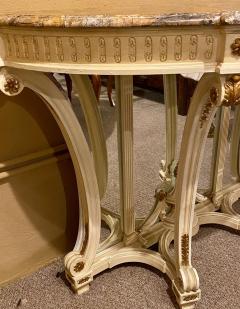 Demilune Console Hollywood Regency Style Marble Top with Beveled Mirror Back - 2975631