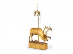 Denis Dube Canadian Carved Basswood Moose Table Lamp - 4272346