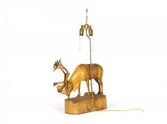 Denis Dube Canadian Carved Basswood Moose Table Lamp - 4272348