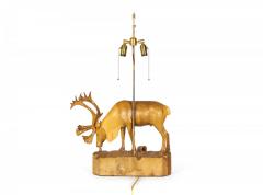 Denis Dube Canadian Carved Basswood Moose Table Lamp - 4272349