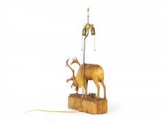 Denis Dube Canadian Carved Basswood Moose Table Lamp - 4272350