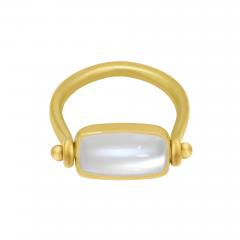 Denise Betesh Cats Eye Platinum Moonstone Yellow Gold Swivel Ring Denise Betesh 2023 - 4753282