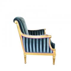Dennis Leen Dennis Leen Louis XVI Style French Giltwood Blue Velvet Bergere Arm Chair - 4586411