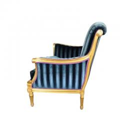 Dennis Leen Dennis Leen Louis XVI Style French Giltwood Blue Velvet Bergere Arm Chair - 4586412