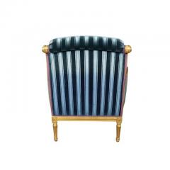 Dennis Leen Dennis Leen Louis XVI Style French Giltwood Blue Velvet Bergere Arm Chair - 4586413