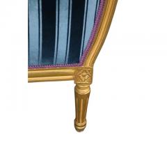 Dennis Leen Dennis Leen Louis XVI Style French Giltwood Blue Velvet Bergere Arm Chair - 4586414