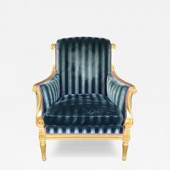 Dennis Leen Dennis Leen Louis XVI Style French Giltwood Blue Velvet Bergere Arm Chair - 4589507