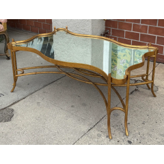Dennis Leen Dennis and Leen Formations Gilded Iron Cocktail Table W Aged Mirror Tray Top - 4126232