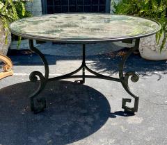 Dennis Leen Formations Greek Key Antiqued Mirror Top Wrought Iron Dining Table - 2048840