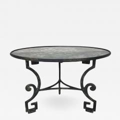 Dennis Leen Formations Greek Key Antiqued Mirror Top Wrought Iron Dining Table - 2050681