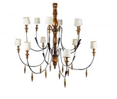 Dennis Leen Monumental Dennis Leen 12 Lite Giltwood Chandelier - 2932987