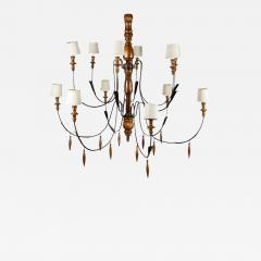 Dennis Leen Monumental Dennis Leen 12 Lite Giltwood Chandelier - 2933068