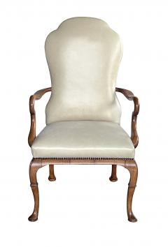 Dennis Leen Pair English Queen Anne Style Carved Walnut Shepherds Crook Armchairs - 4557036