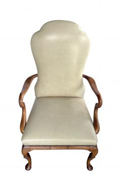Dennis Leen Pair English Queen Anne Style Carved Walnut Shepherds Crook Armchairs - 4557037