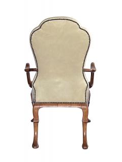 Dennis Leen Pair English Queen Anne Style Carved Walnut Shepherds Crook Armchairs - 4557038