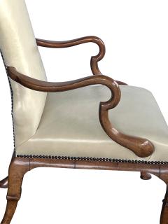 Dennis Leen Pair English Queen Anne Style Carved Walnut Shepherds Crook Armchairs - 4557039