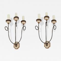 Dennis Leen Pair of Formations Italian Parcel Gilt Portofino 3 Arm Sconces - 4256542