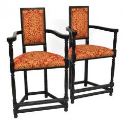 Dennis Leen Pair of Louis XIII Style Ebonized Stools by Dennis and Leen - 2784695