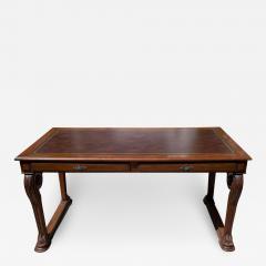 Dennis Leen Regency Style Dennis Leen Leather Top Carve Mahogany Writing Table Desk - 2504257