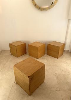 Derk Jan de Vries Wood Cube Stool Samara by Derk Jan de Vries for Maisa di Seveso Italy 1970s - 3618144