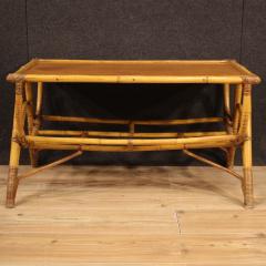 Design coffee table in bamboo and woven wood from the 70s - 3901805