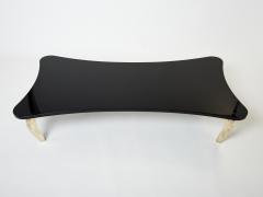 Designer Black lacquer bronze large coffee table 1990s - 2716731