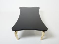 Designer Black lacquer bronze large coffee table 1990s - 2716733