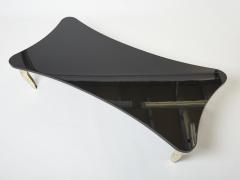 Designer Black lacquer bronze large coffee table 1990s - 2716734