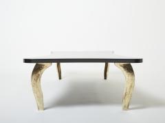 Designer Black lacquer bronze large coffee table 1990s - 2716735