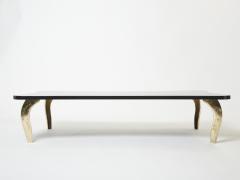 Designer Black lacquer bronze large coffee table 1990s - 2716736