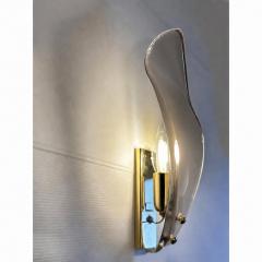 Designer Gray Sanded Leaf Murano Glass Wall Sconces Contemporary Set of 4 - 4754794