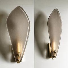 Designer Gray Sanded Leaf Murano Glass Wall Sconces Contemporary Set of 4 - 4754796