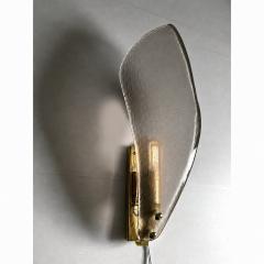 Designer Gray Sanded Leaf Murano Glass Wall Sconces Contemporary Set of 4 - 4754798