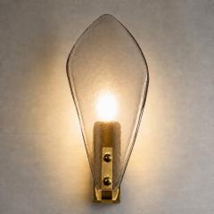 Designer Gray Sanded Leaf Murano Glass Wall Sconces Contemporary Set of 4 - 4754799