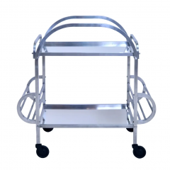 Dessert Roulante French Art Deco Bar Cart in Aluminium with removable Tray - 2746224