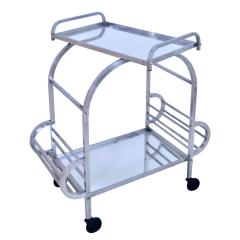 Dessert Roulante French Art Deco Bar Cart in Aluminium with removable Tray - 2808032
