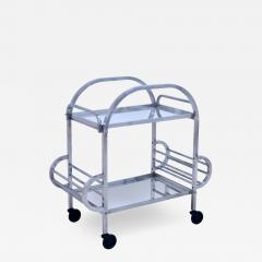 Dessert Roulante French Art Deco Bar Cart in Aluminium with removable Tray - 2812466