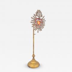 Devotional Jeweled Sacred Heart with Votive Candle Holder France circa 1870 - 4399567