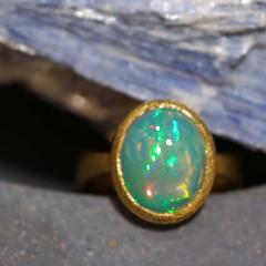 Devta Doolan Fine Mexican Crystal Opal 22k Gold One of a Kind Ring Devta Doolan 2024 - 4711208