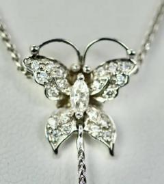 Diamond Butterfly Necklace Drop Pearl 18 Karat - 3448736
