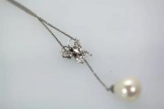 Diamond Butterfly Necklace Drop Pearl 18 Karat - 3448784