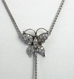 Diamond Butterfly Necklace Drop Pearl 18 Karat - 3448807