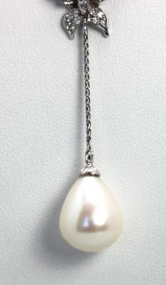 Diamond Butterfly Necklace Drop Pearl 18 Karat - 3448853