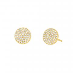 Diamond Disc Gold Stud Earrings - 4826034