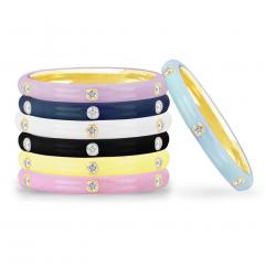 Diamond Enamel Stacking Rings - 4788852