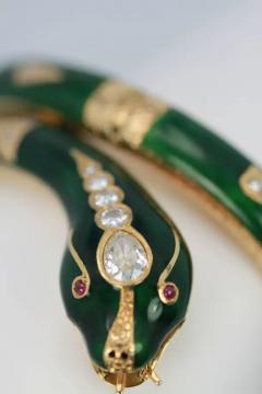 Diamond Guilloche Enamel Snake Serpent Bracelet 18 Karat 2 25 Carat - 3448799