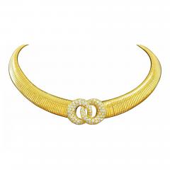 Diamond Interlocking Double Circle Flexible Choker in 18k Gold - 3633550