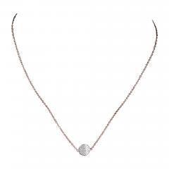 Diamond Pave Disc Floating Integral 18K White Gold Necklace - 3643376