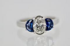 Diamond Ring with Half Moon Sapphire Sides 2 20 Carats - 3451311